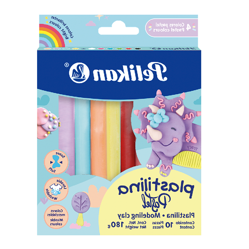 Plastilina caja con 10 barras colores surtidos + colores pastel